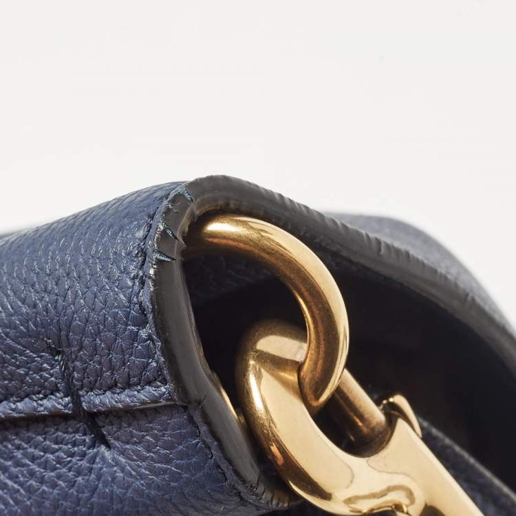 Pre Owned Gucci Navy Blue Leather Small Jackie Bucket Bag