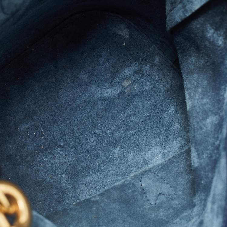 Pre Owned Gucci Navy Blue Leather Small Jackie Bucket Bag