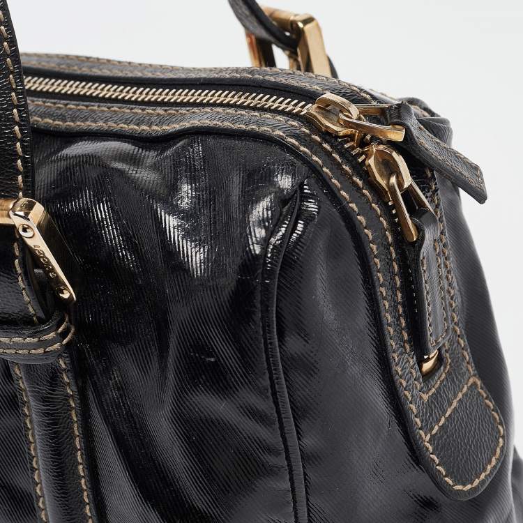 Pre Owned Gucci Black Coated Fabric Britt Boston Bag
