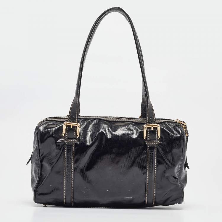 Pre Owned Gucci Black Coated Fabric Britt Boston Bag