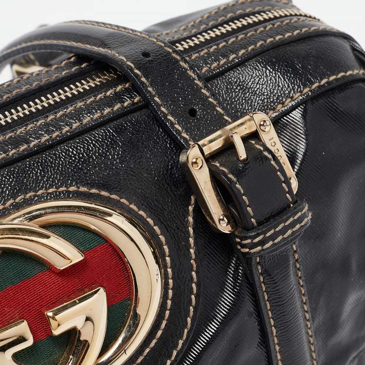 Pre Owned Gucci Black Coated Fabric Britt Boston Bag