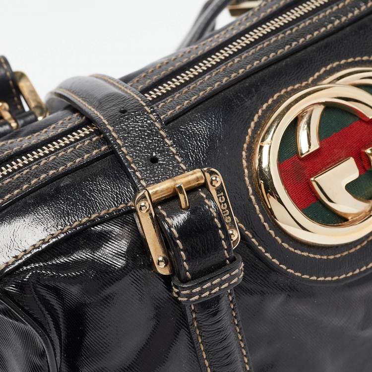Pre Owned Gucci Black Coated Fabric Britt Boston Bag
