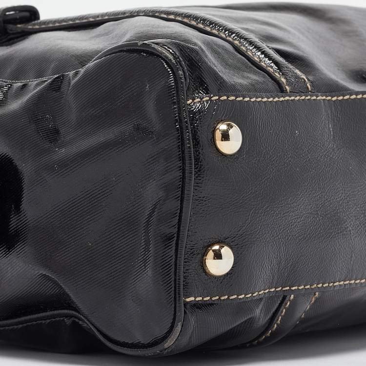 Pre Owned Gucci Black Coated Fabric Britt Boston Bag