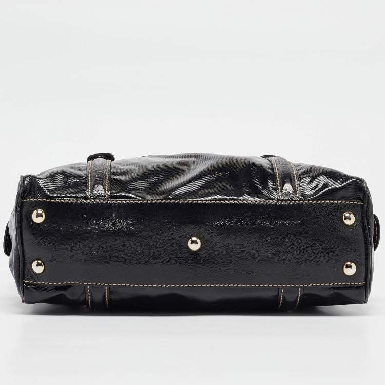 Pre Owned Gucci Black Coated Fabric Britt Boston Bag