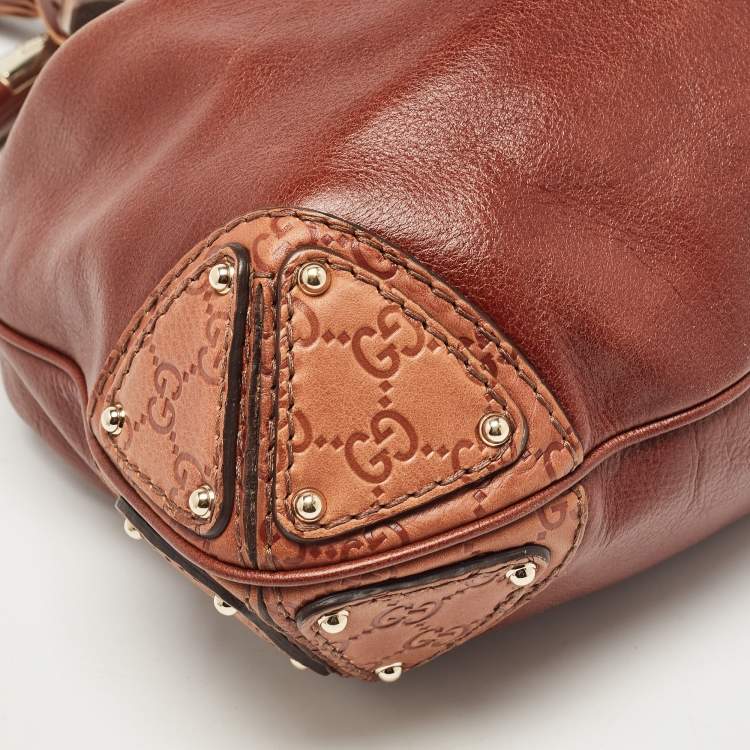 Pre Owned Gucci Brown Leather Medium Indy Hobo