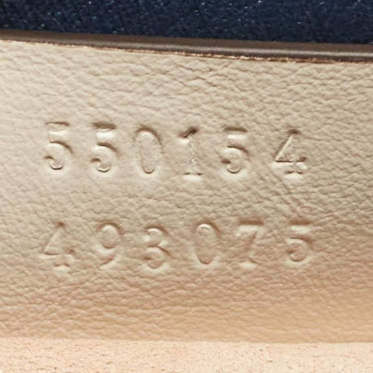 Pre Owned Gucci Navy Blue/White Diagonal Quilt Leather GG Marmont Torchon Round Shoulder Bag