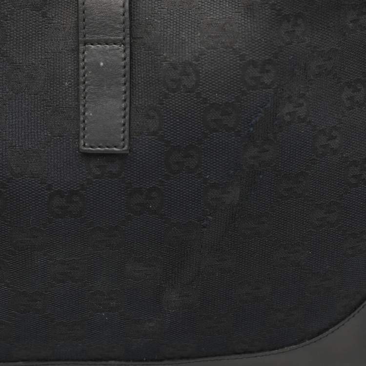 Pre Owned Gucci Black GG Canvas and Leather Jackie Hobo
