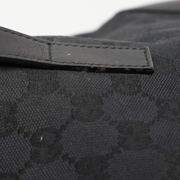 Pre Owned Gucci Black GG Canvas and Leather Jackie Hobo