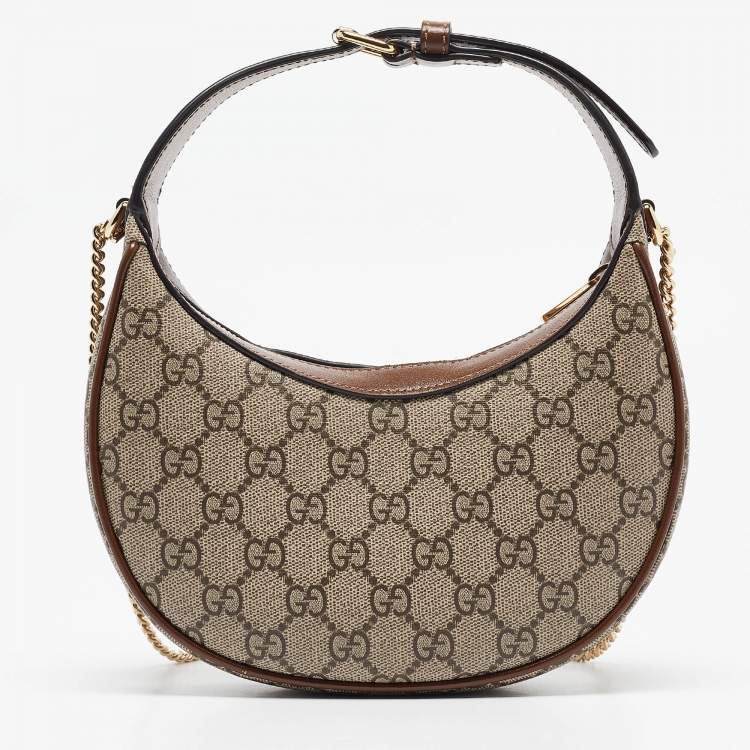 Pre Owned Gucci Beige/Ebony GG Supreme Canvas Mini Ophidia Shoulder Bag