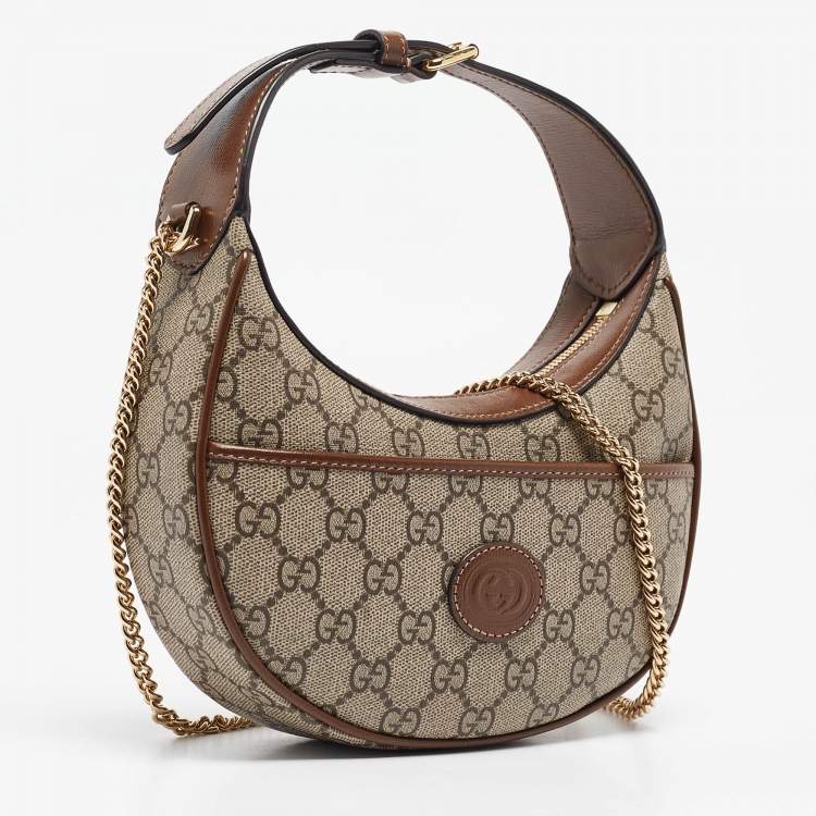 Pre Owned Gucci Beige/Ebony GG Supreme Canvas Mini Ophidia Shoulder Bag
