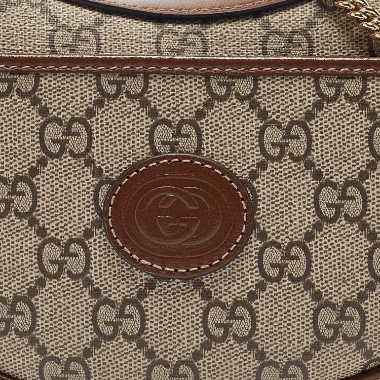 Pre Owned Gucci Beige/Ebony GG Supreme Canvas Mini Ophidia Shoulder Bag