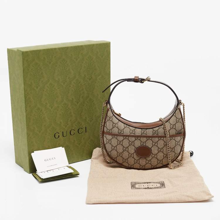 Pre Owned Gucci Beige/Ebony GG Supreme Canvas Mini Ophidia Shoulder Bag