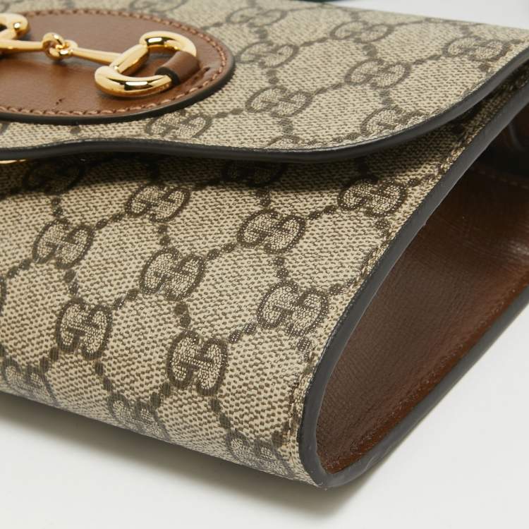Pre Owned Gucci Beige GG Supreme Canvas Mini Horsebit 1955 Crossbody Bag