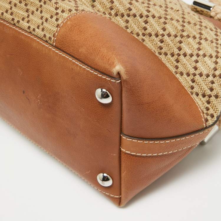 Pre Owned Gucci Brown/Beige Diamante Canvas Maui Tote