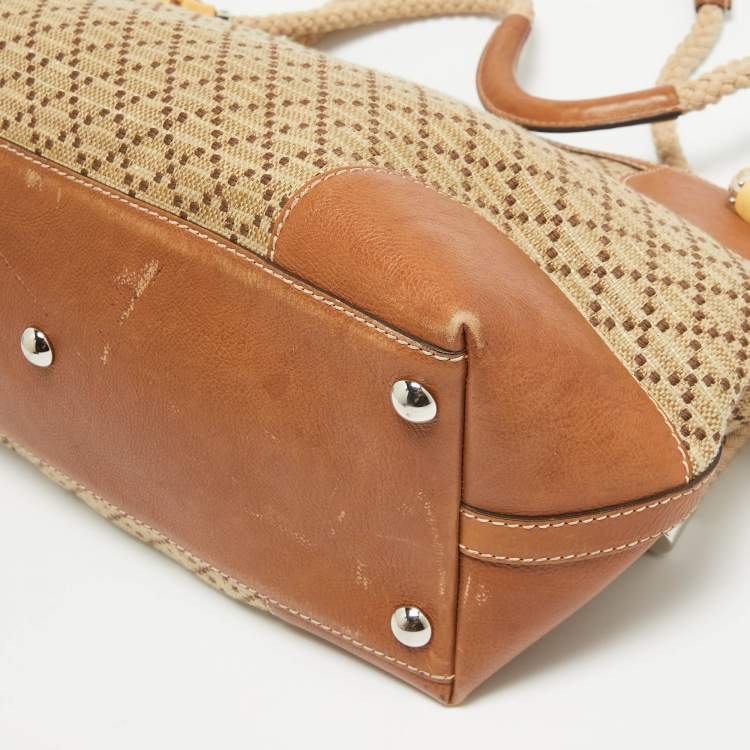 Pre Owned Gucci Brown/Beige Diamante Canvas Maui Tote