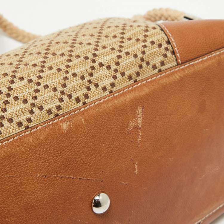 Pre Owned Gucci Brown/Beige Diamante Canvas Maui Tote