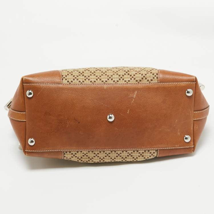 Pre Owned Gucci Brown/Beige Diamante Canvas Maui Tote
