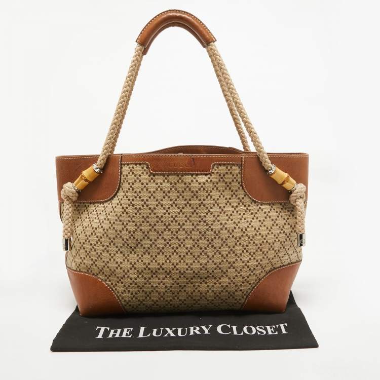 Pre Owned Gucci Brown/Beige Diamante Canvas Maui Tote