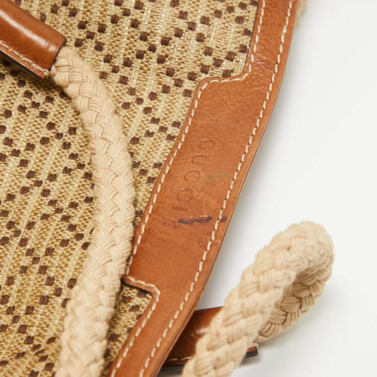 Pre Owned Gucci Brown/Beige Diamante Canvas Maui Tote