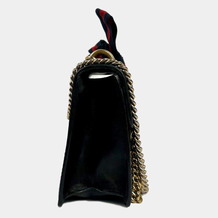 Pre Owned Gucci Navy Leather Sylvie Flap Chain Bag