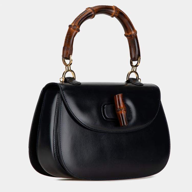مملوكة مسبقًا Gucci Black Calfskin Leather Bamboo Night Shoulder Bag
