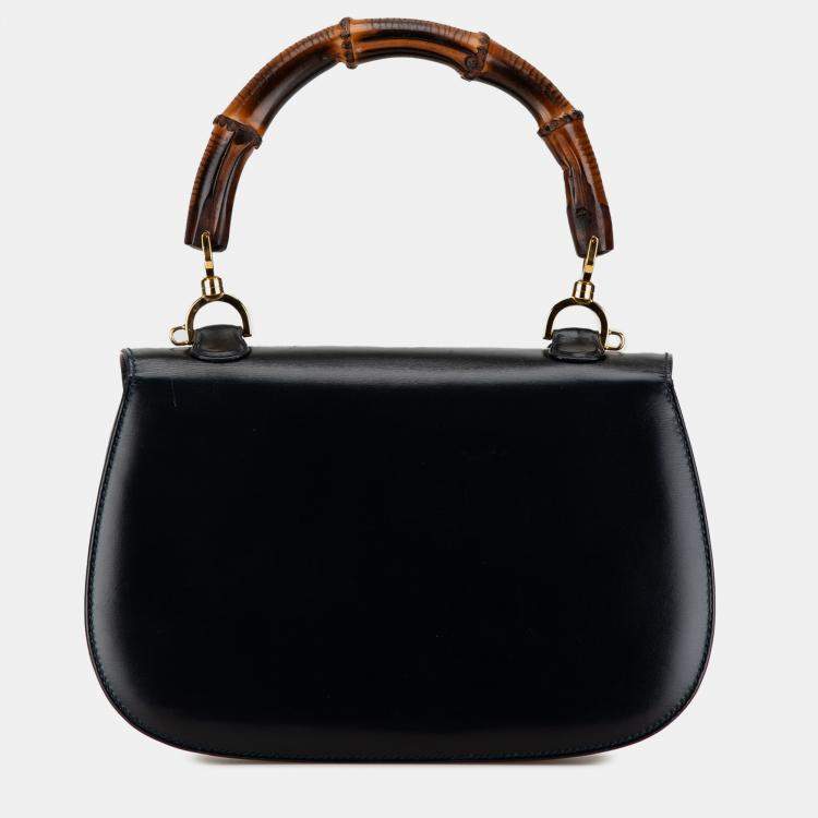 مملوكة مسبقًا Gucci Black Calfskin Leather Bamboo Night Shoulder Bag