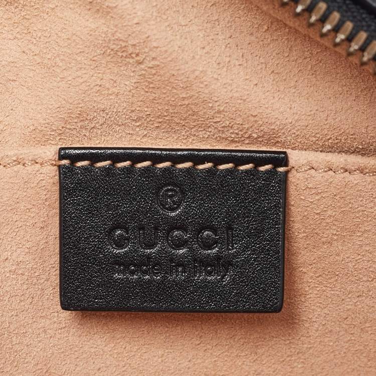 Pre Owned Gucci Black Matelassé Leather Mini GG Marmont Belt Bag