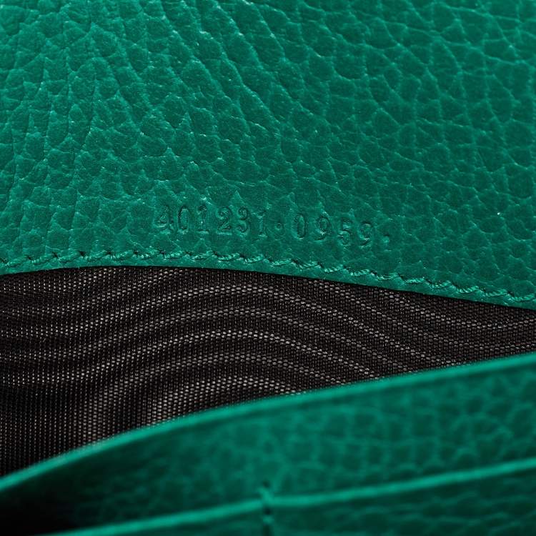 Pre Owned Gucci Green Leather Dionysus Wallet on Chain