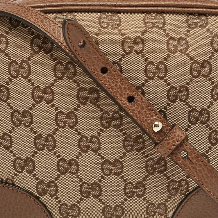 Pre Owned Gucci Light Brown/Beige GG Canvas and Leather Bree Crossbody Bag