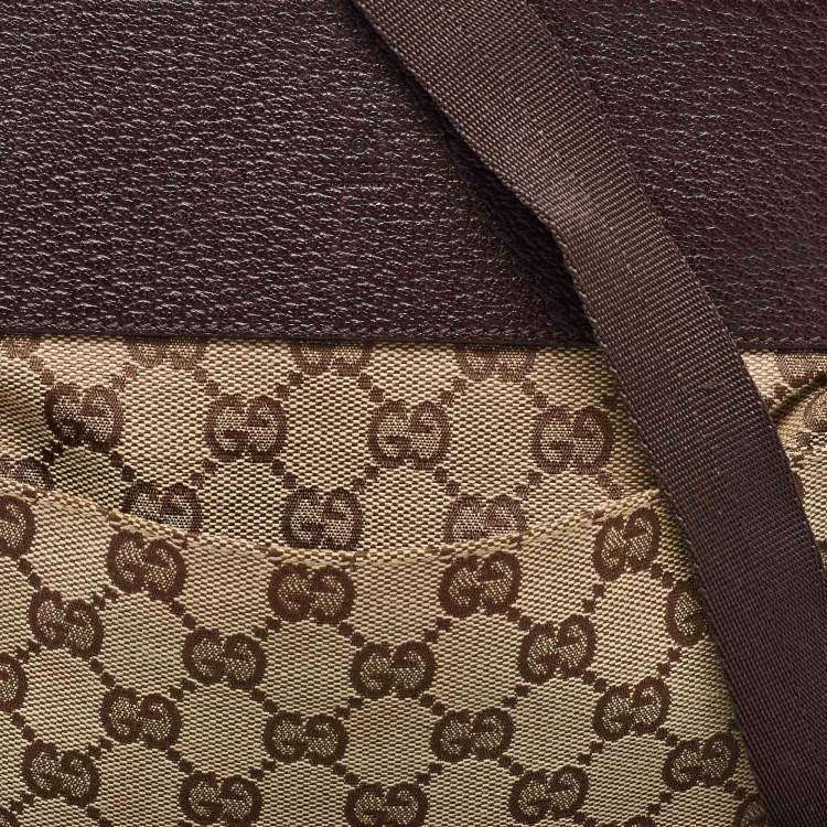 Pre Owned Gucci Beige GG Canvas and Leather Crossbody Bag