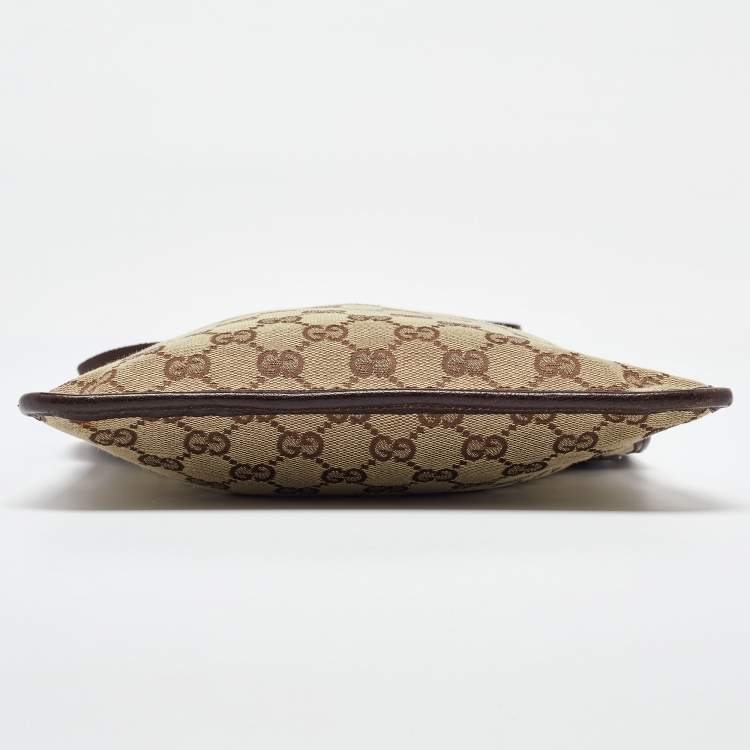 Pre Owned Gucci Beige GG Canvas and Leather Crossbody Bag