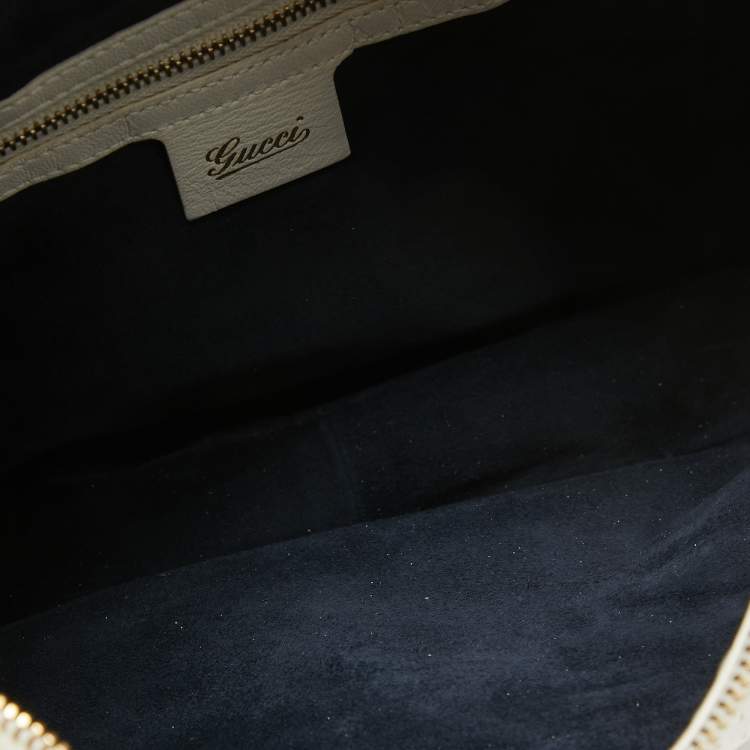 Pre Owned Gucci White Python and Beads Bamboo Ring Hobo