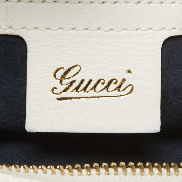 Pre Owned Gucci White Python and Beads Bamboo Ring Hobo