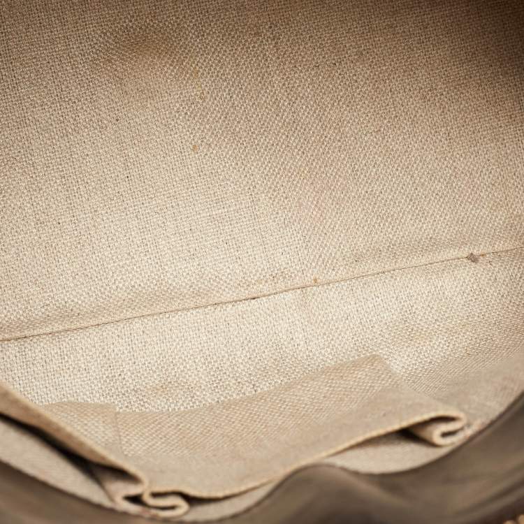 Pre Owned Gucci Beige/Brown GG Canvas, Crocodile and Leather Secret Tote