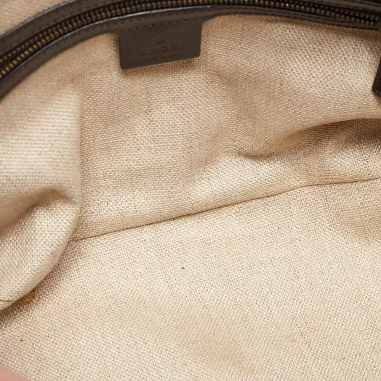 Pre Owned Gucci Beige/Brown GG Canvas, Crocodile and Leather Secret Tote