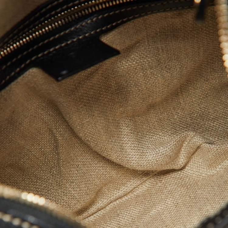 Pre Owned Gucci Beige/Brown Canvas and Leather Hobo
