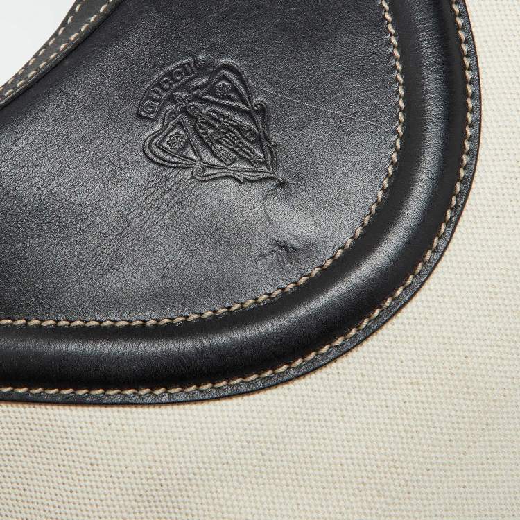 Pre Owned Gucci Beige/Brown Canvas and Leather Hobo