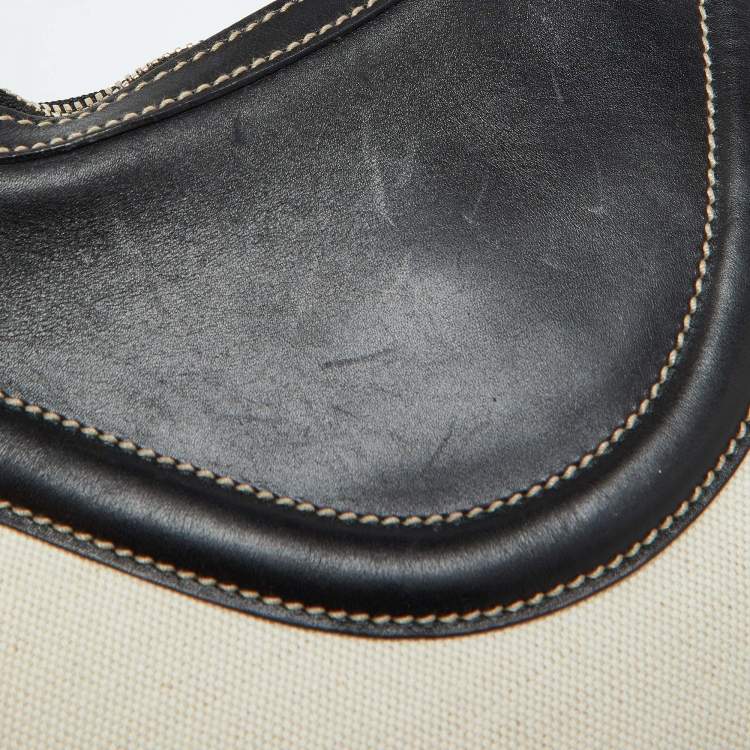 Pre Owned Gucci Beige/Brown Canvas and Leather Hobo