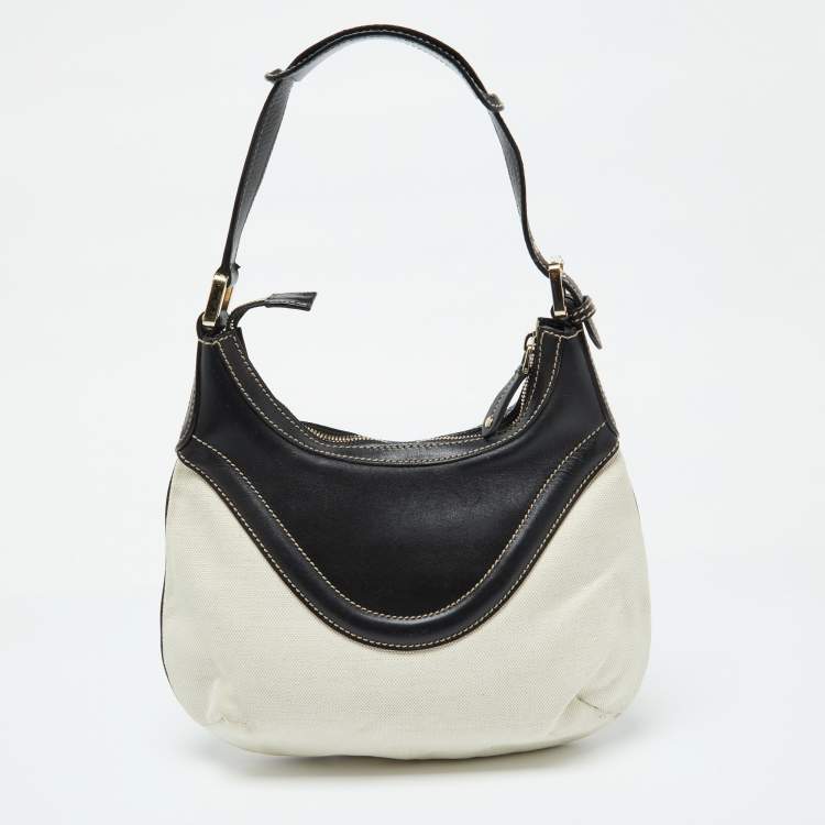 Pre Owned Gucci Beige/Brown Canvas and Leather Hobo