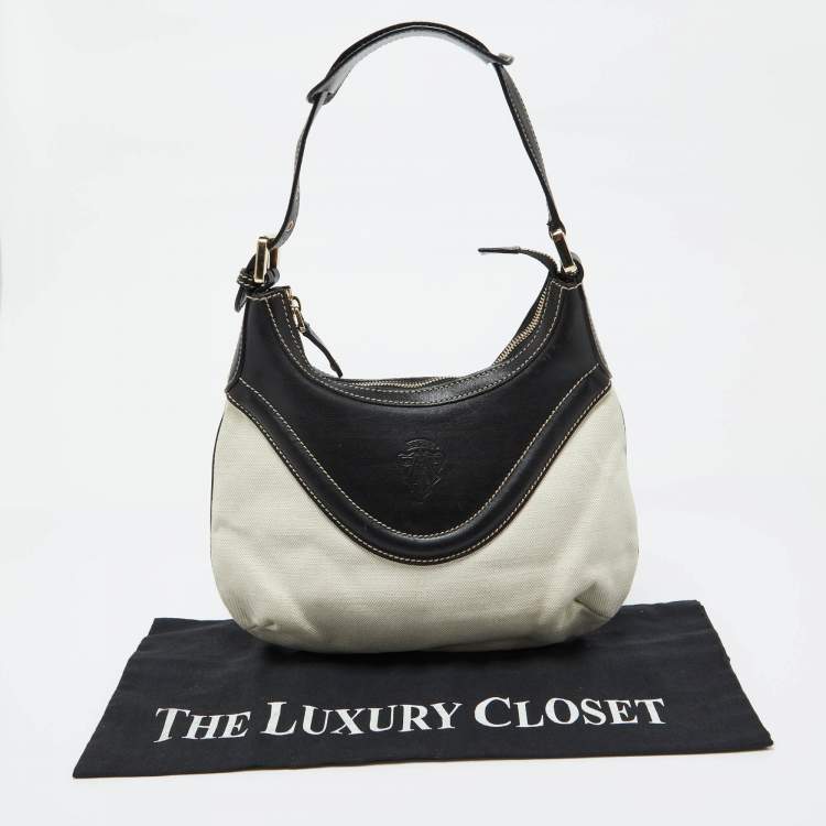 Pre Owned Gucci Beige/Brown Canvas and Leather Hobo