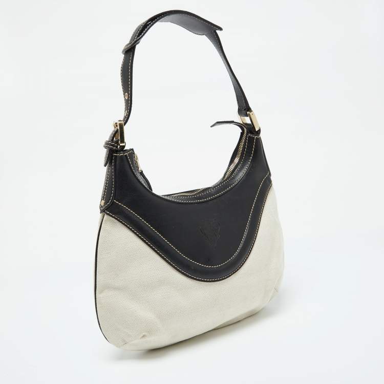 Pre Owned Gucci Beige/Brown Canvas and Leather Hobo