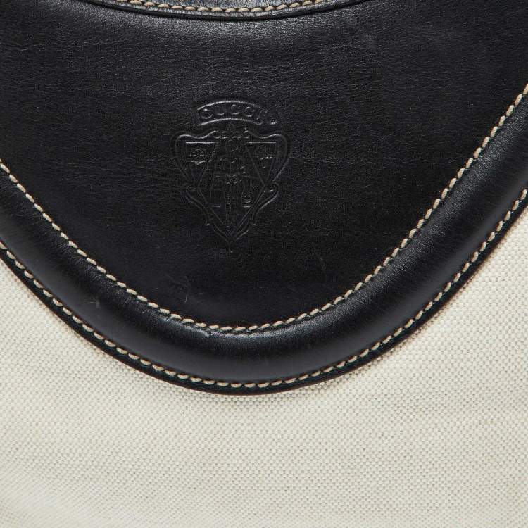 Pre Owned Gucci Beige/Brown Canvas and Leather Hobo