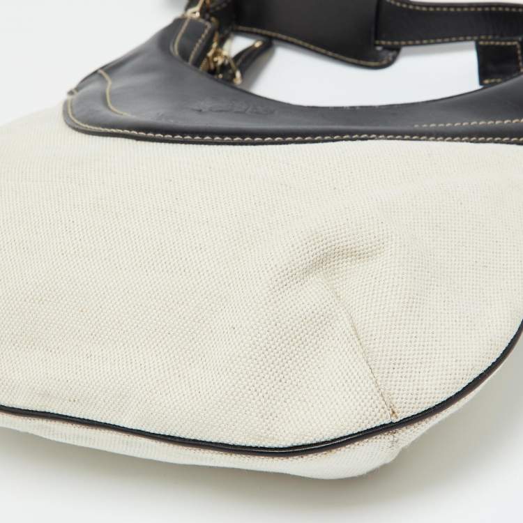 Pre Owned Gucci Beige/Brown Canvas and Leather Hobo