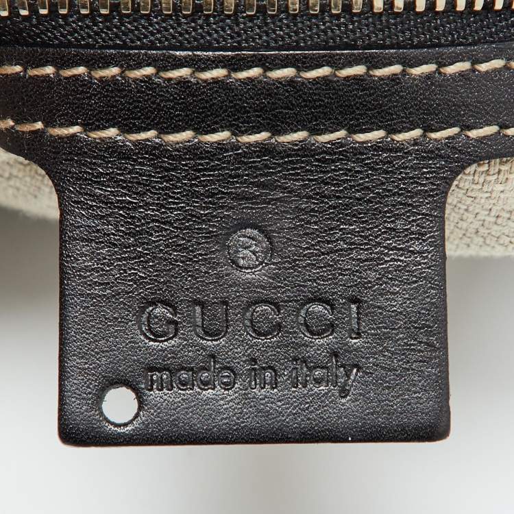 Pre Owned Gucci Beige/Brown Canvas and Leather Hobo