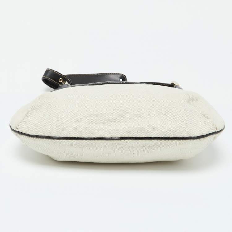 Pre Owned Gucci Beige/Brown Canvas and Leather Hobo