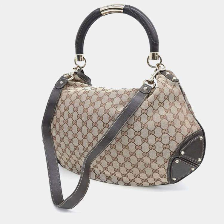 Pre Owned Gucci Bamboo Handle Indy Hobo Bag