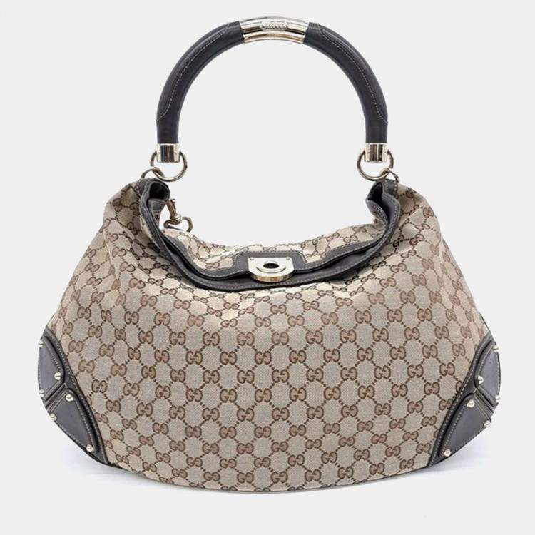 Pre Owned Gucci Bamboo Handle Indy Hobo Bag