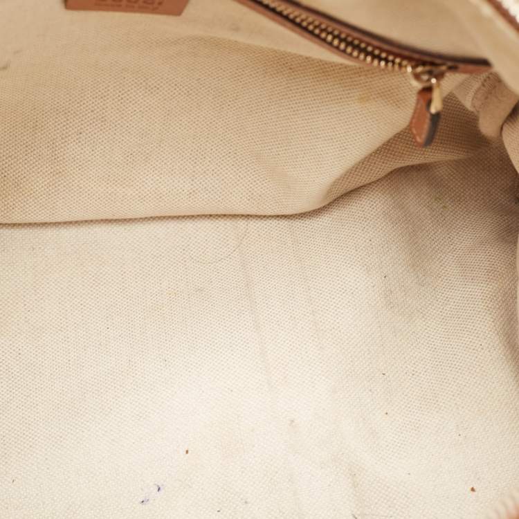Pre Owned Gucci Tan/Beige GG Canvas Medium Vintage Web Boston Bag