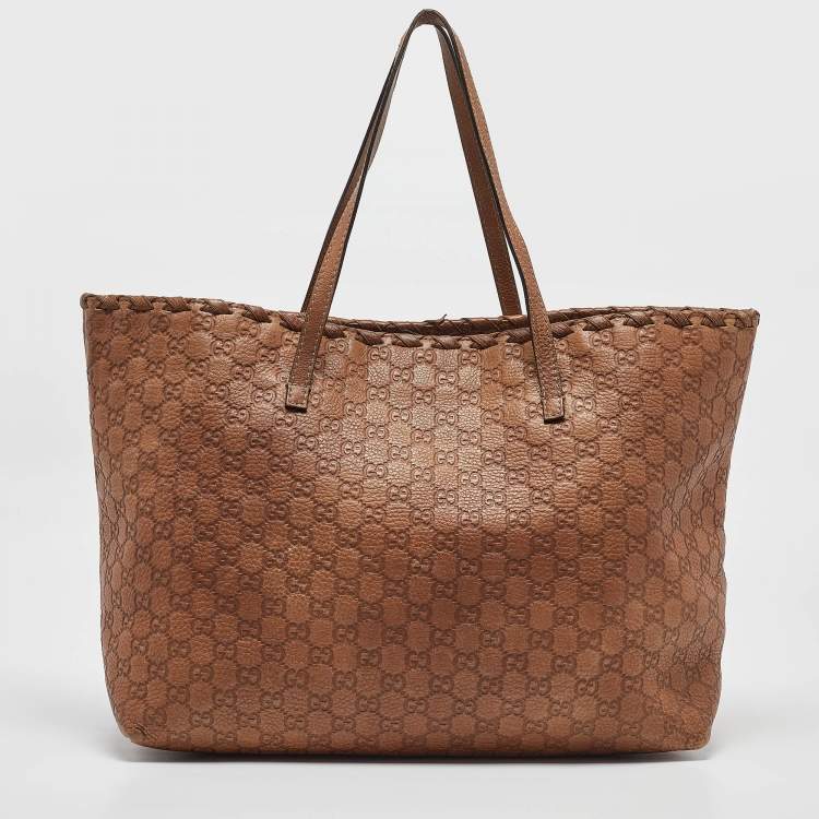 Pre Owned Gucci Brown Guccissima Leather Bamboo Tassel Tote