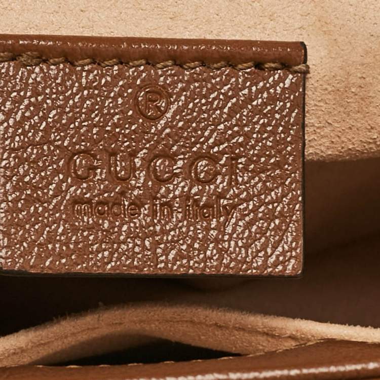 Pre Owned Gucci Brown Matelassé Leather Mini GG Marmont Top Handle Bag